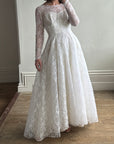Vintage 50s Long Sleeved Princess Lace Bridal Gown