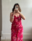 Vintage Y2K Escada Pure Silk Floral Midi Dress