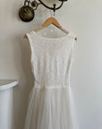 Vintage 40s Tulle Lace V Neck Daisy Wedding Dress