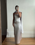 Vintage 90s Satin Classic Bow Bridesmaid Dress with Large Sash Baby Pink