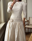 Vintage 80s Pure Silk Drop Waist Bridal Midi