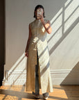 Vintage 60s Brocade Longline Qipao Cream