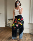 Vintage Embroidered Large Spanish Flamenco Scarf Noir