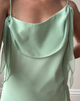 Vintage Y2K Asymmetric Chiffon Ruffle Dress Mint Green