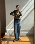 Vintage 90s Floral Mesh Top Navy Gold
