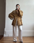Vintage 70s Western Fringe Suede Leather Jacket Tan