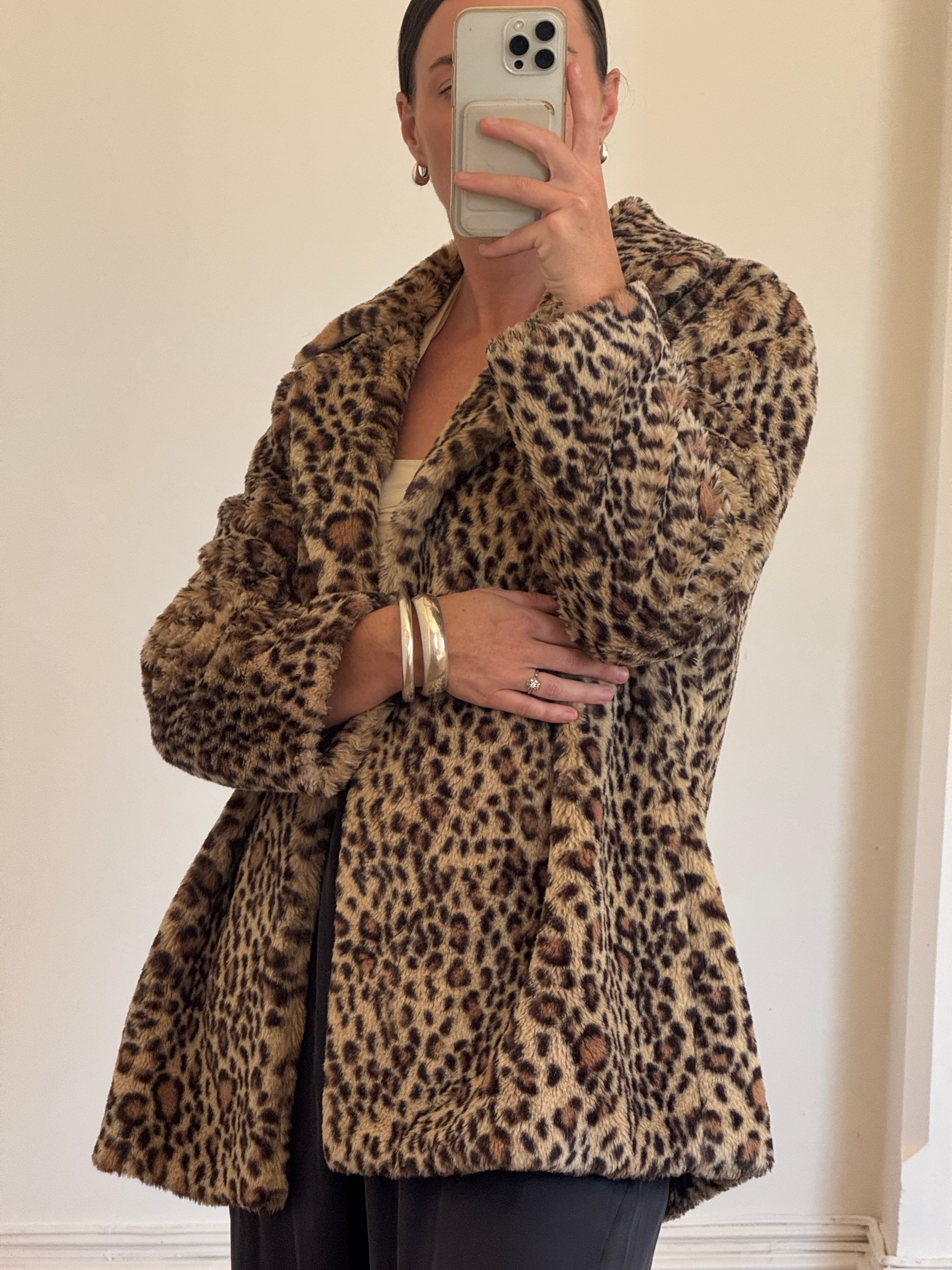 Vintage Moschino Teddy Leopard Coat