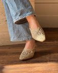 Vintage 90s Crochet Slingback Mules Creme