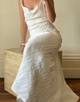 Vintage 90s Crinkle Bias Cut Wedding Dress