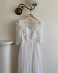 Vintage 70s Polka Chiffon Frill Wedding Dress