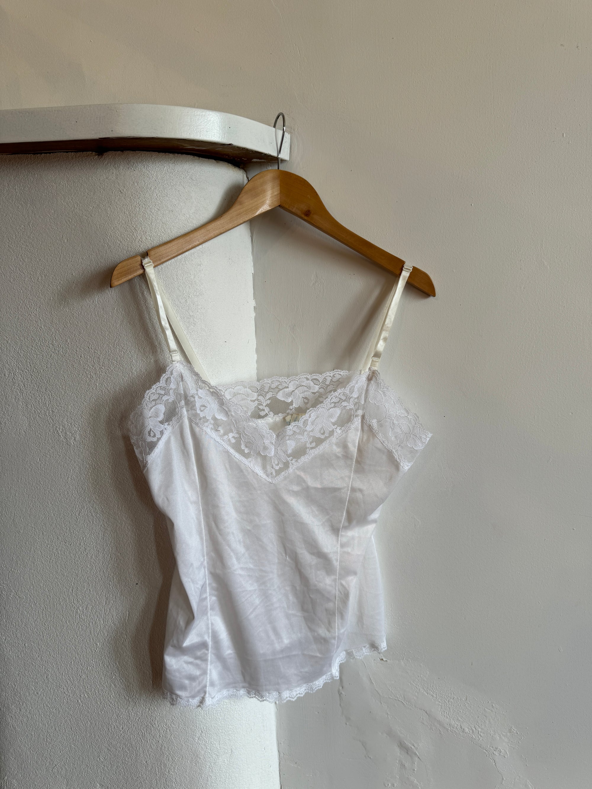 Vintage Crisp White Lace Cami