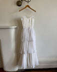 Vintage 70s Tiered Bubble Chiffon Wedding Dress