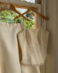 Vintage 90s Italian Bridal Fairy Tulle Embroidered Bustier and Satin Skirt