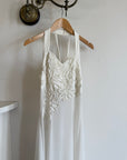 Vintage 90s Daisy Sheer Halter Midi Dress White