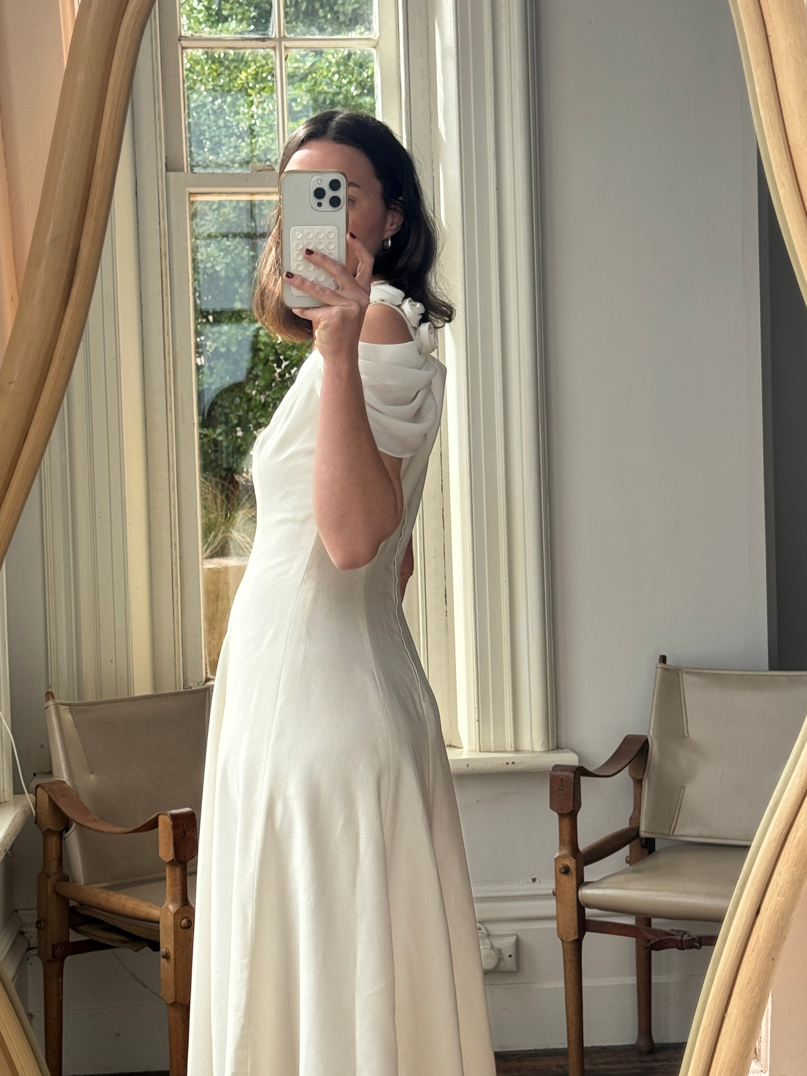 Vintage 90s Crepe Rosette Wedding Dress
