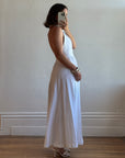 Vintage 70s Backless Pleated Halter Wedding Dress