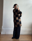 Vintage 80s Pure Wool Checkerboard Oversized Cardi