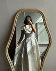 Vintage 30s Satin Wedding Dress with Applique Pearl and Lace