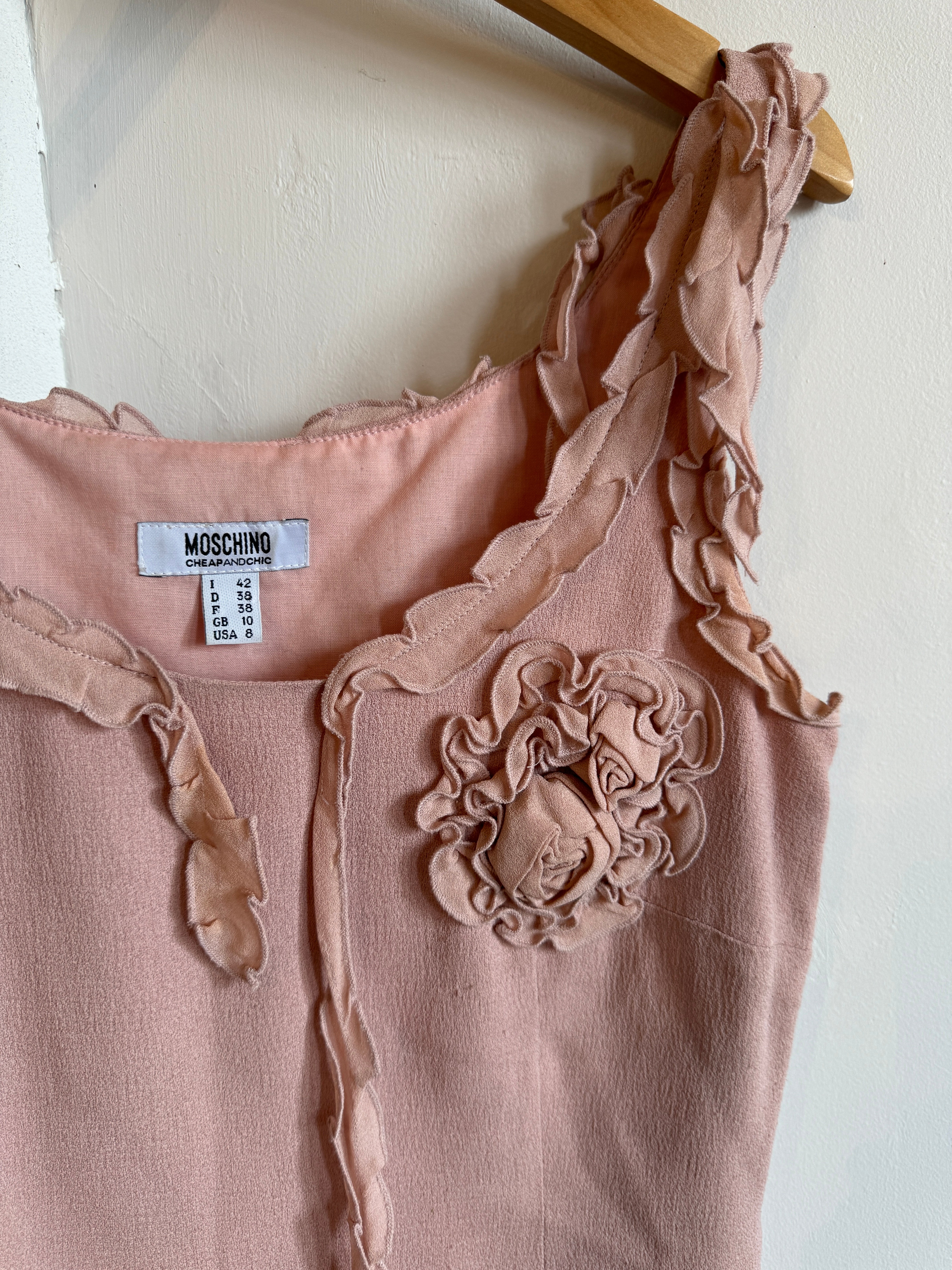 Vintage 90s Moschino Dusty Pink Rosette Top