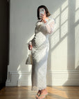 Vintage 90s Italian Crochet Column Frill Dress with Matching Bag