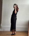 Vintage 90s Mesh Smocked Two Piece Set noir
