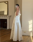 Vintage 90s Satin Rope Embroidered Slip Wedding Dress
