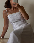 Vintage 90s Square Cut Lace Up Slip Wedding Dress