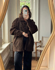 Vintage 90s Chocolate Suede Leather Boxy Jacket