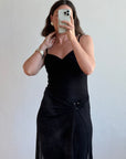 Vintage 90s Strappy Pantsuit with Sheer Skirt Overlay Noir