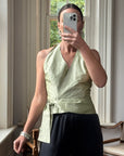 Vintage 90s Pure Silk Sleeveless Wrap Top Apple