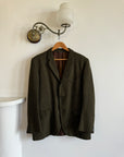Vintage 50s Pure Wool Olive Herringbone Blazer