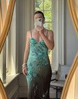 Vintage 90s Rare Ombre Embellished Mermaid Dress