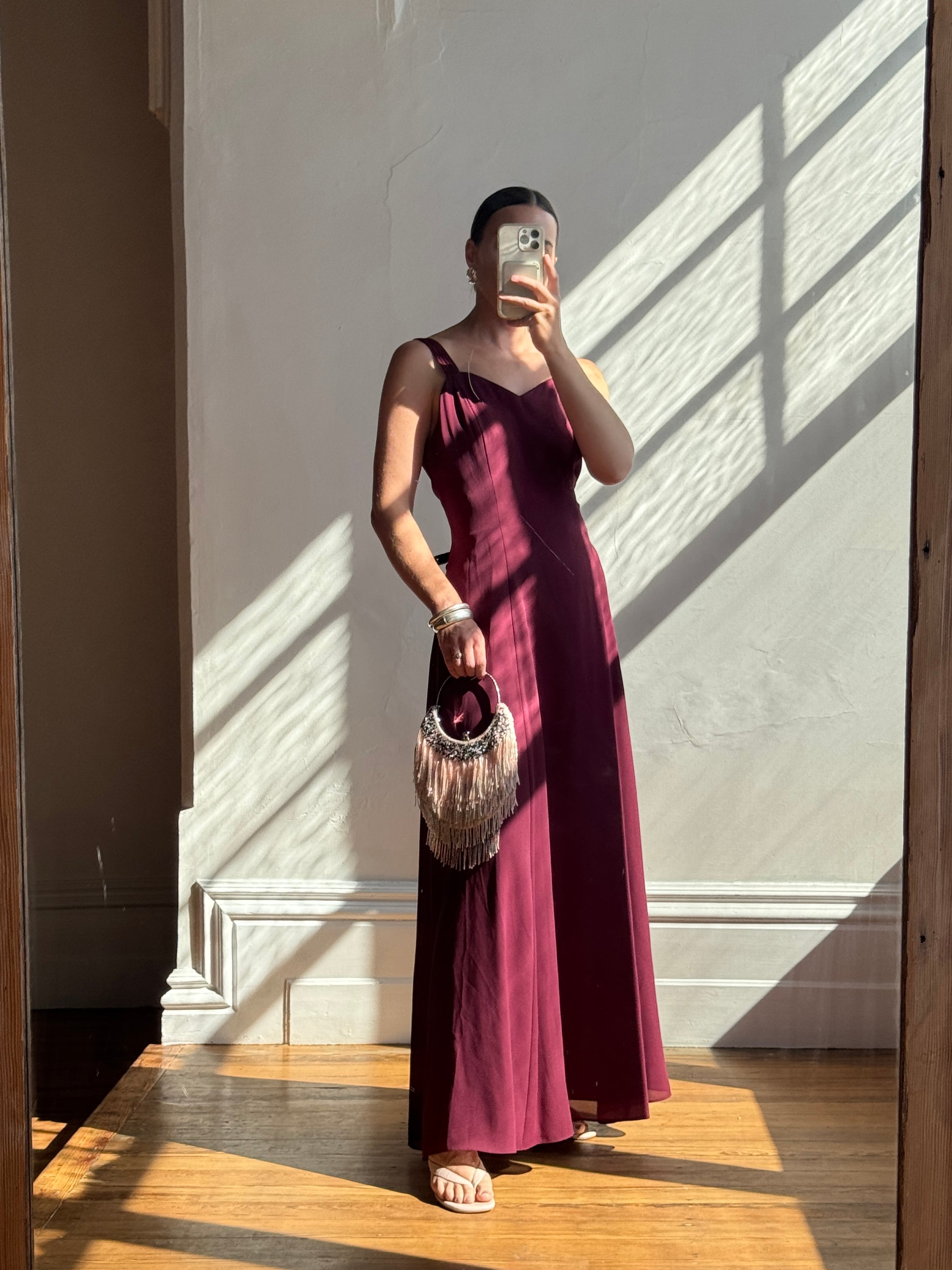 Vintage 90s Australian Made Plum Strappy Dress