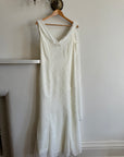 Vintage V Neck Sheer Vine Wedding Dress