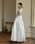 Vintage 90s Tailored Mesh Long Sleeved Wedding Gown