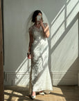 Vintage 90s Net Cowl Neck Mermaid Wedding Dress