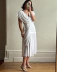 Vintage 80s Draped Jersey Australian Made Wedding Dress White
