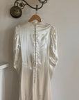 Vintage 40s Liquid Satin Beaded Wedding Gown with Chapel Train
