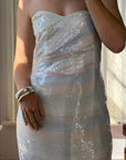 Vintage 90s Pure Silk Pastel Sequin Party Dress