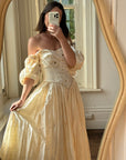 Vintage Puff Sleeve Rosette Bridal Gown
