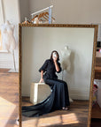 Vintage 90s Pure Silk Fishtail Skirt With Train Noir