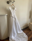 Vintage 90s Off Shoulder Box Pleat Wedding Gown