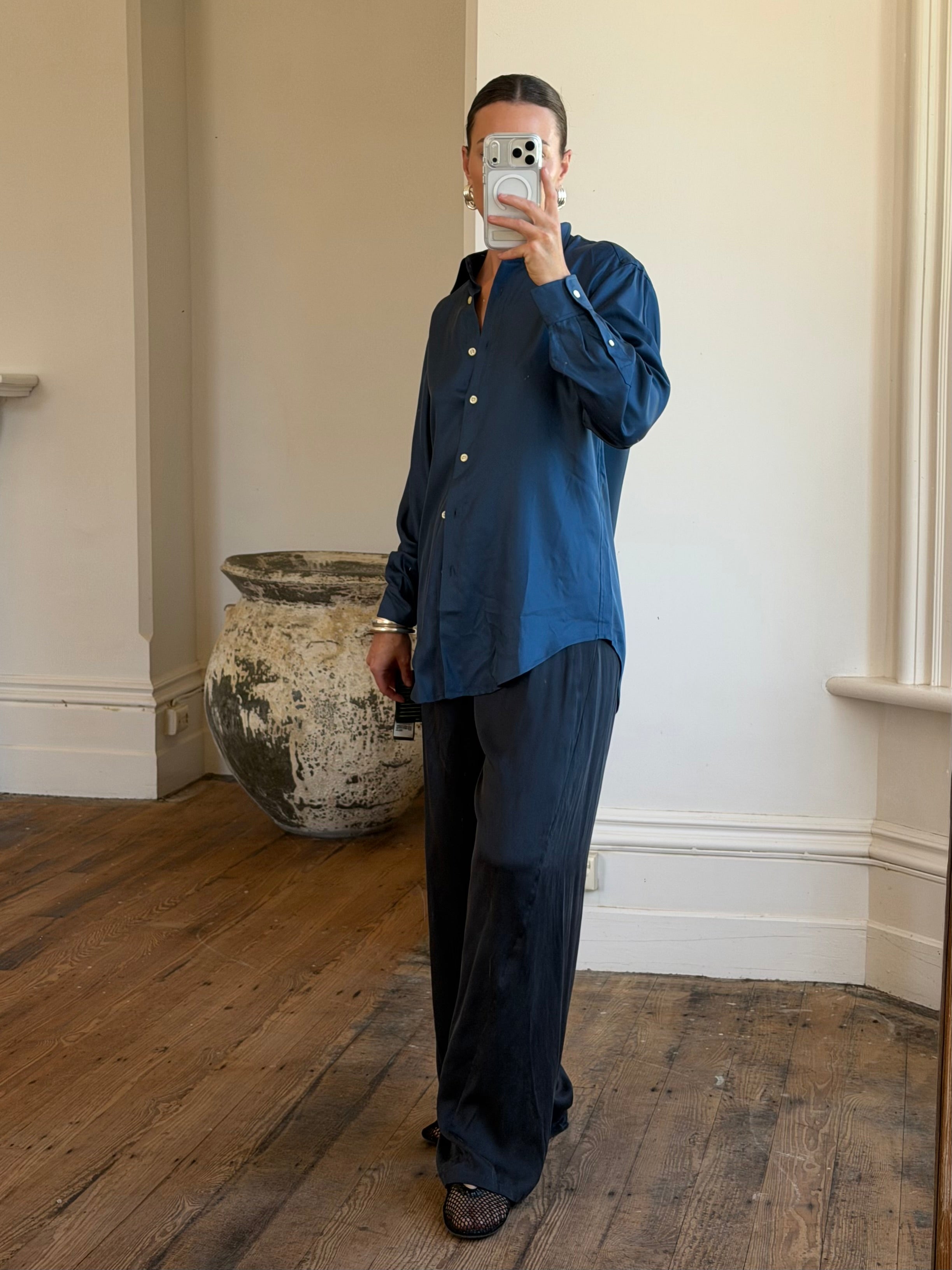Vintage 90s Ralph Lauren Silk Shirt Teal – Call Me The Breeze