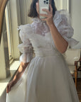 Vintage 80s Ruffled Sheer Organza Wedding Dress
