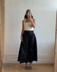 Vintage 70s Black Full Circle Taffeta Maxi Skirt