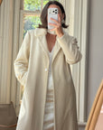 Vintage 70s Wool Blend and Faux Fur Coat Creme