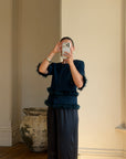 Vintage 90s Couture Ostrich Feather Jacket Navy