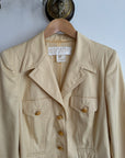 Vintage 90s Escada Butter Yellow Blazer with Gold Buttons