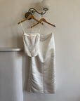 Vintage 90s Satin Jacquard Bodice and Skirt Set Ivory