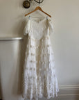 Vintage 80s Lace Off The Shoulder Tulle Wedding Gown